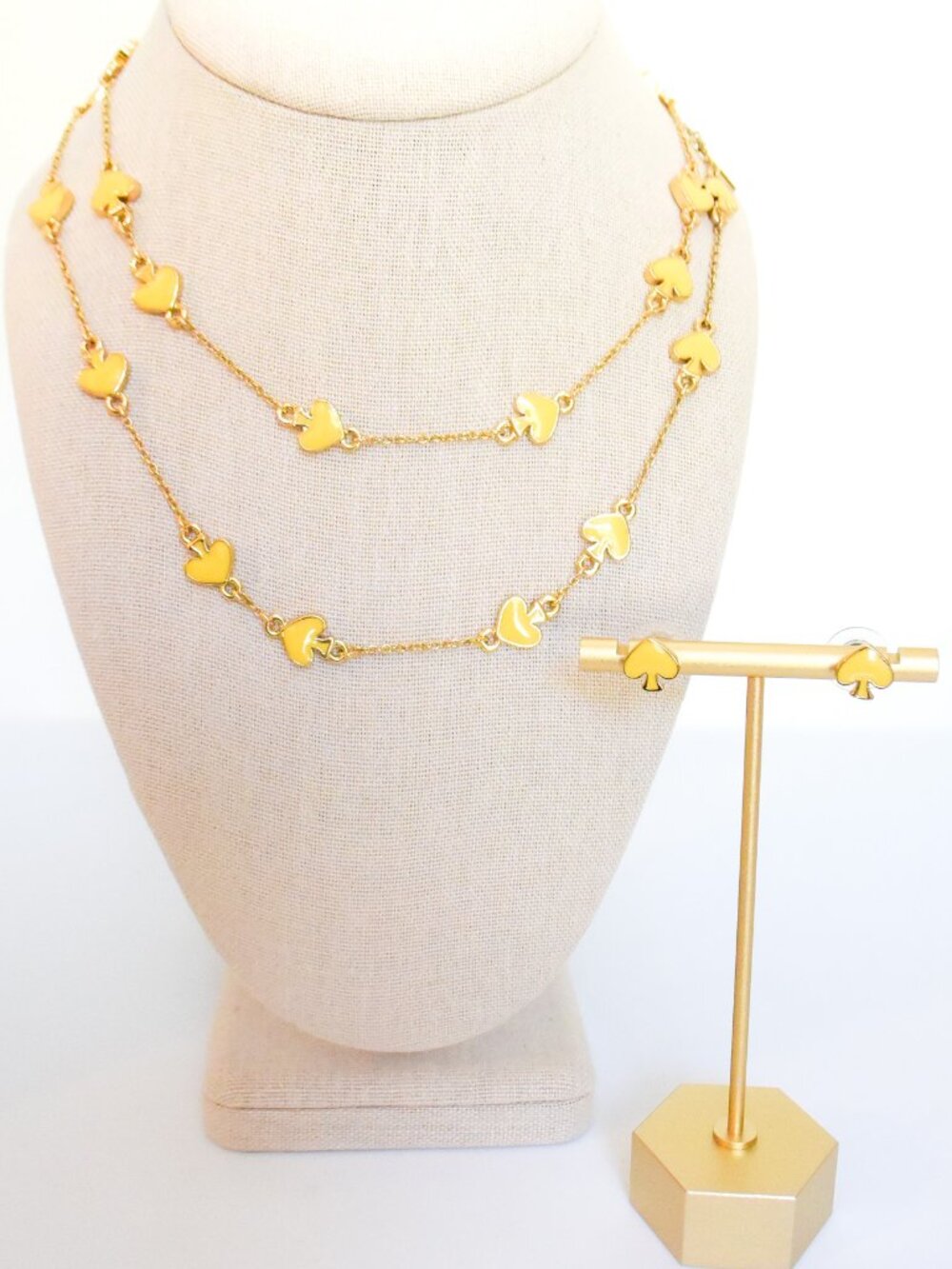*Kate Spade* New York Yellow Enamel Everyday Spade Long Necklace & Stud Earrings